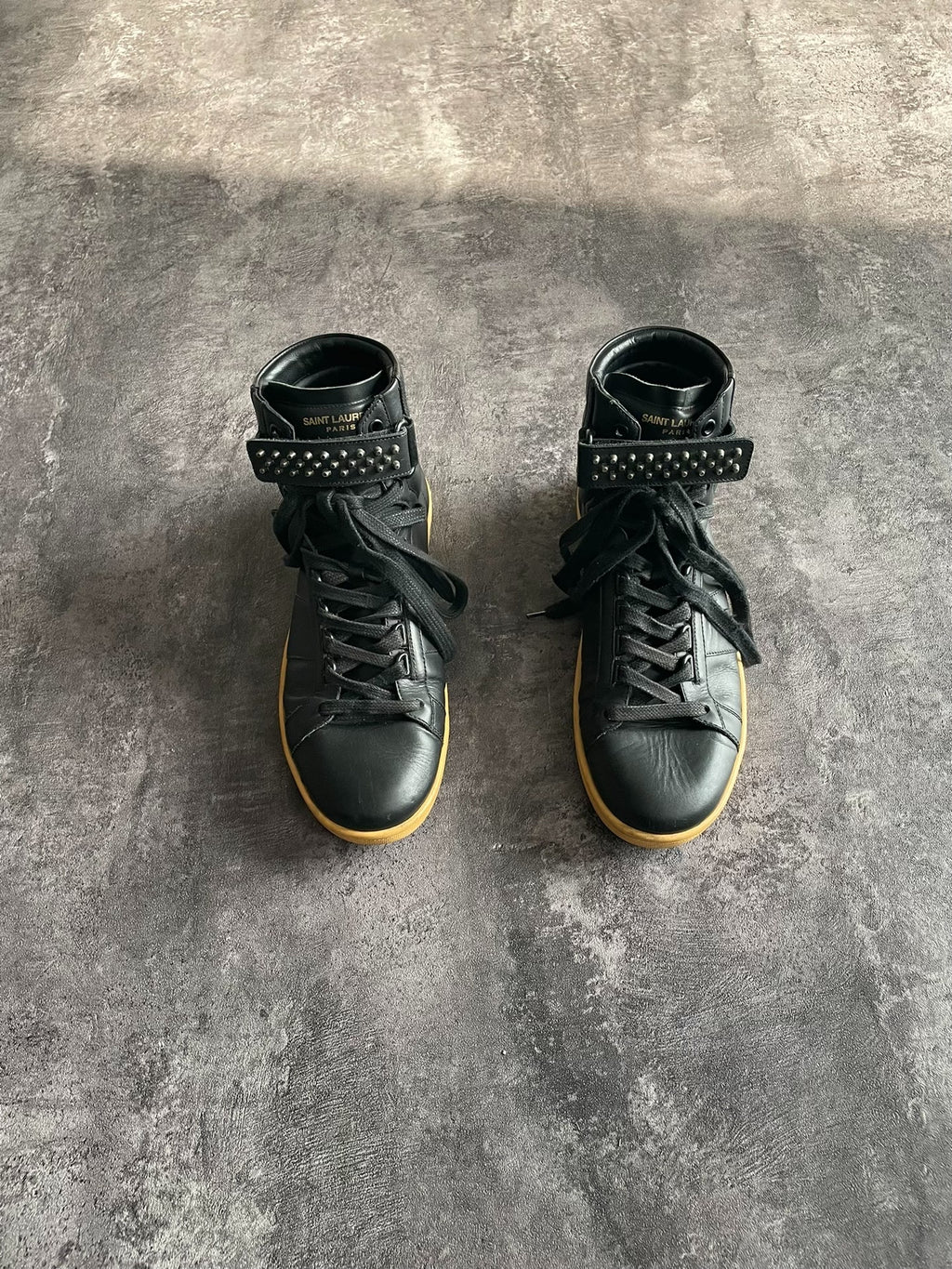 Saint Laurent SLP13 Authentic High-Top Sneakers with Bullet Rivets