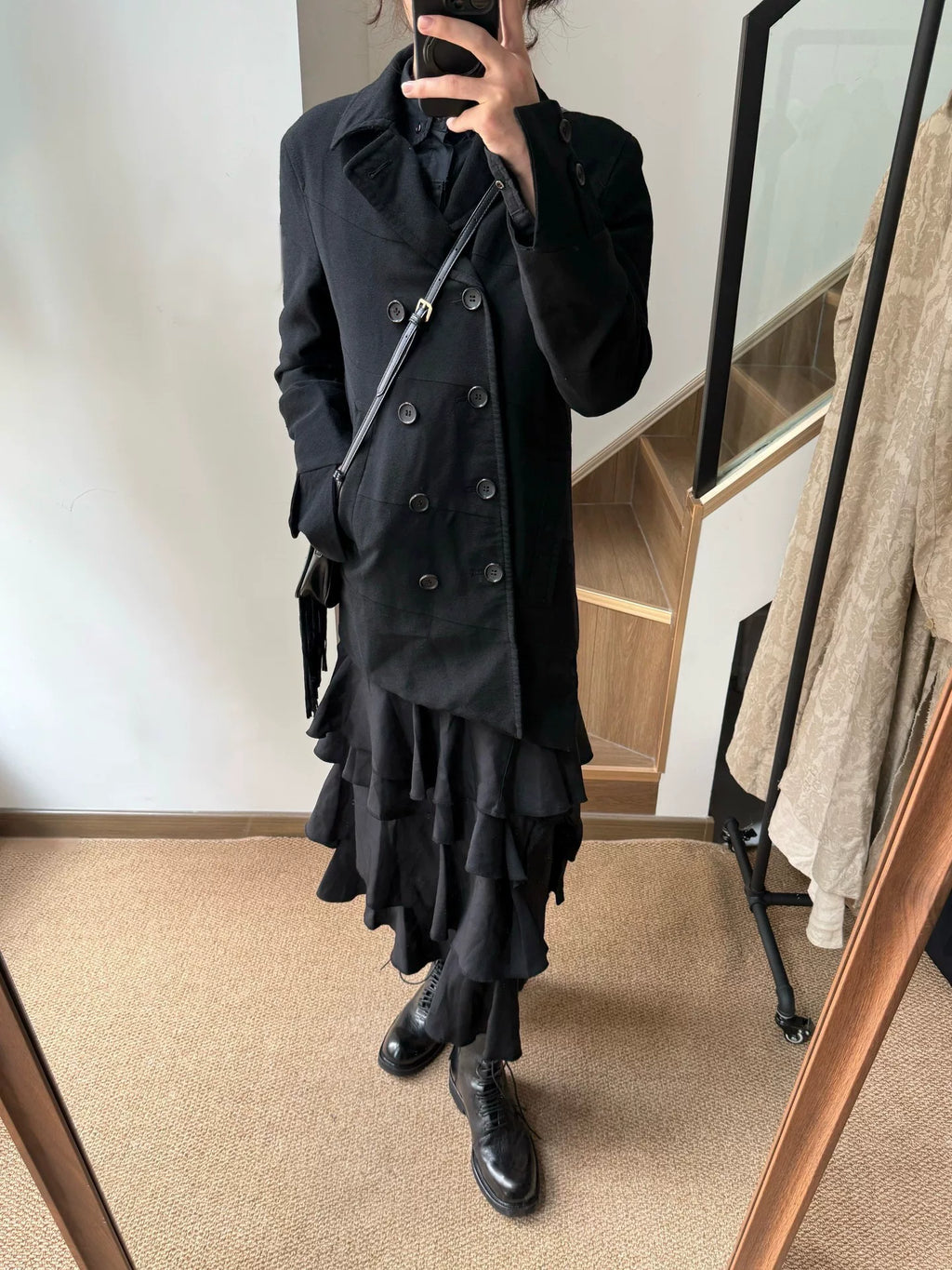 Comme des Garçons Homme Plus Runway Spiral Patchwork Double-Breasted Wool Coat