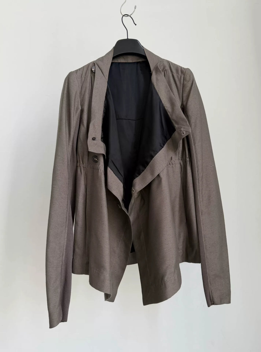 Rick Owens Dusty gray-brown deconstructed lapel jacket