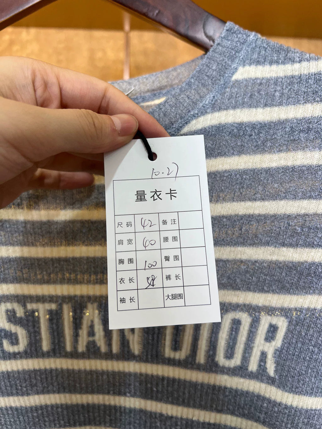 Dior Grey Blue Knit Short Sleeve Top