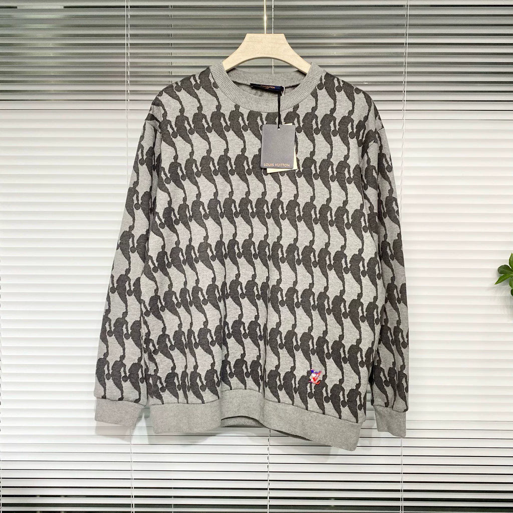 Louis Vuitton Knit Nba Portrait All-Over Print Gray Hoodie