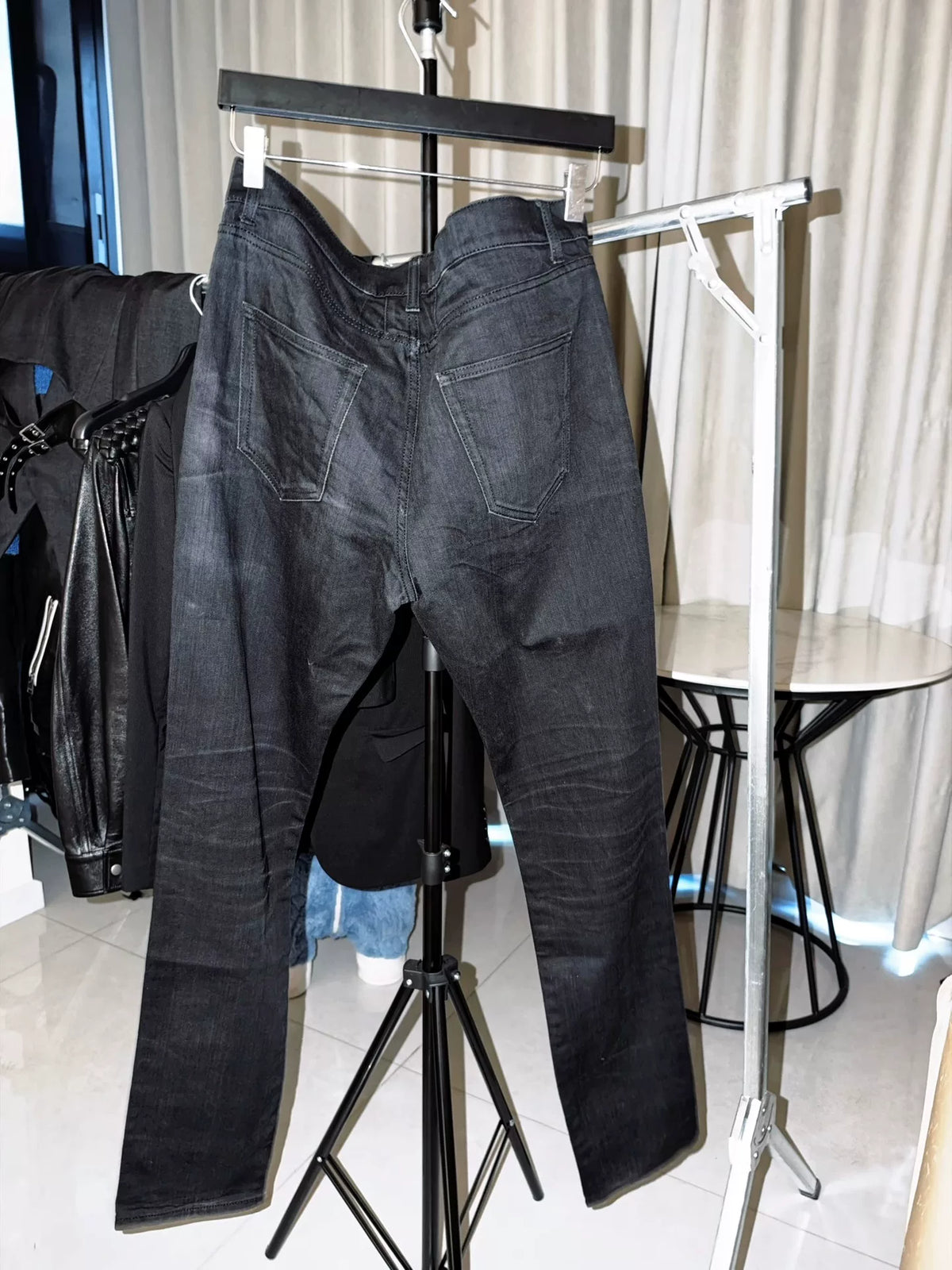 Saint Laurent Paris FW15 D02 Black Five-Zip Motorcycle Denim Jeans