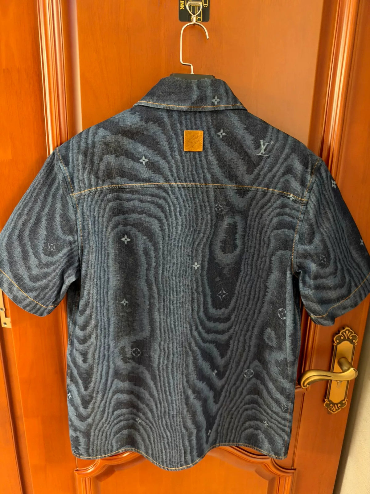Louis Vuitton Blue Water Ripple Denim Short Sleeve Shirt