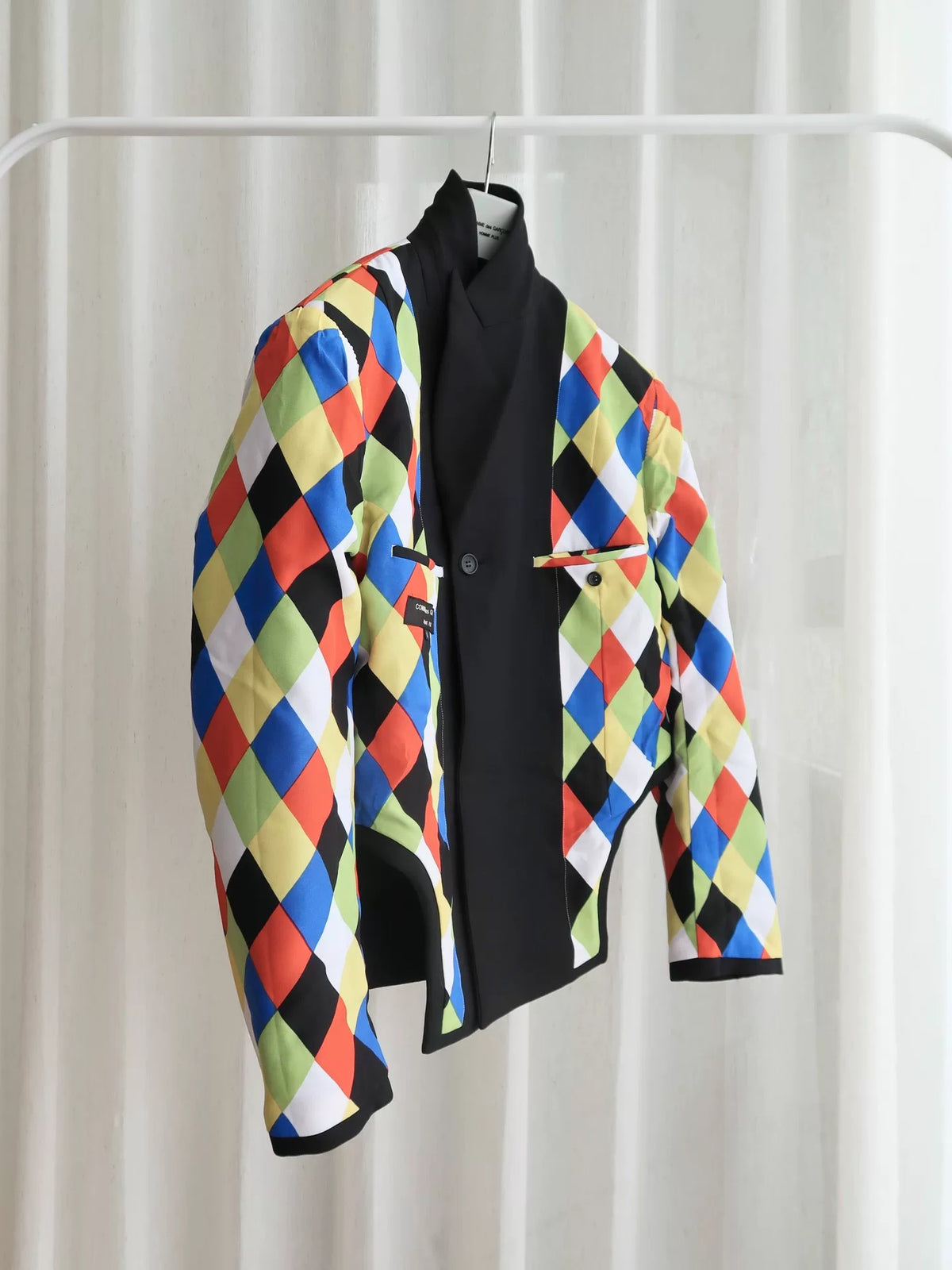Comme des Garcons Homme Plus AW20 Runway Colorful Diamond Plaid Reversible Suit Jacket