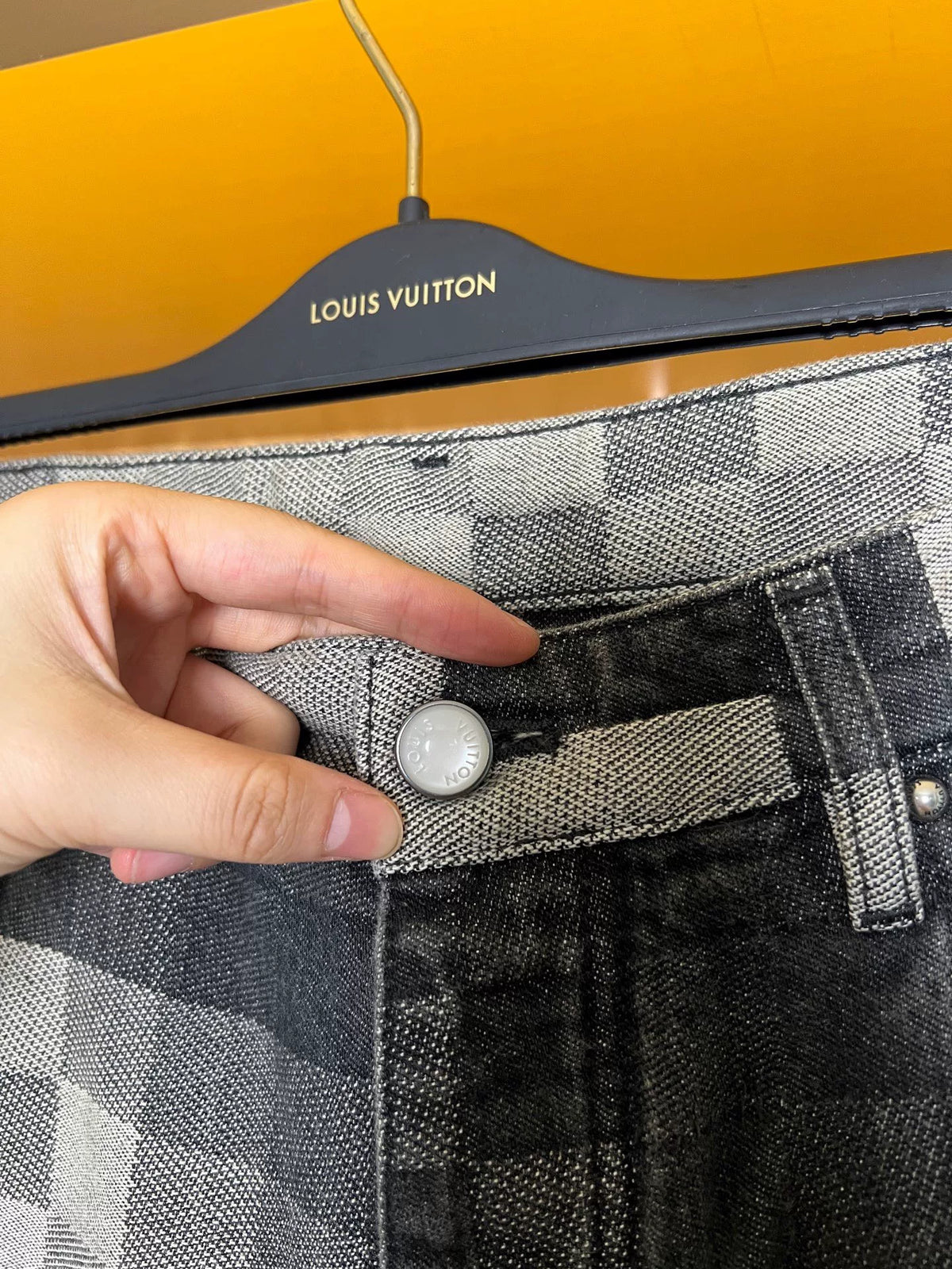 Louis Vuitton Black Grey Checkered Denim Jeans