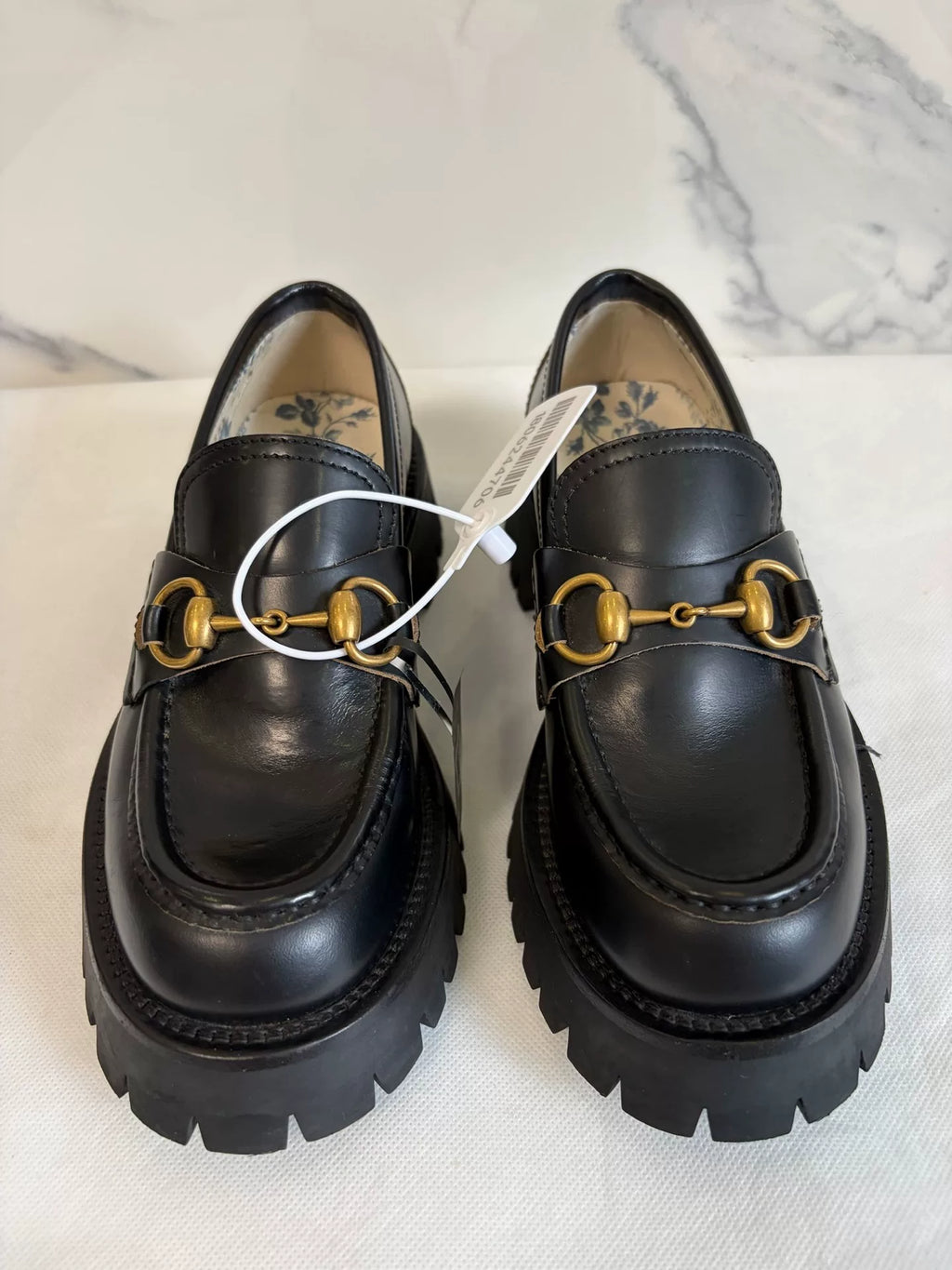 Gucci Black Bee Embroidered Platform Loafers