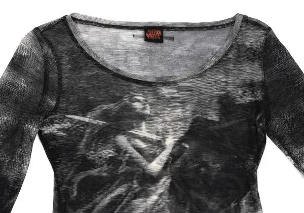 Jean Paul Gaultier Vintage Grey Portrait Mesh Top