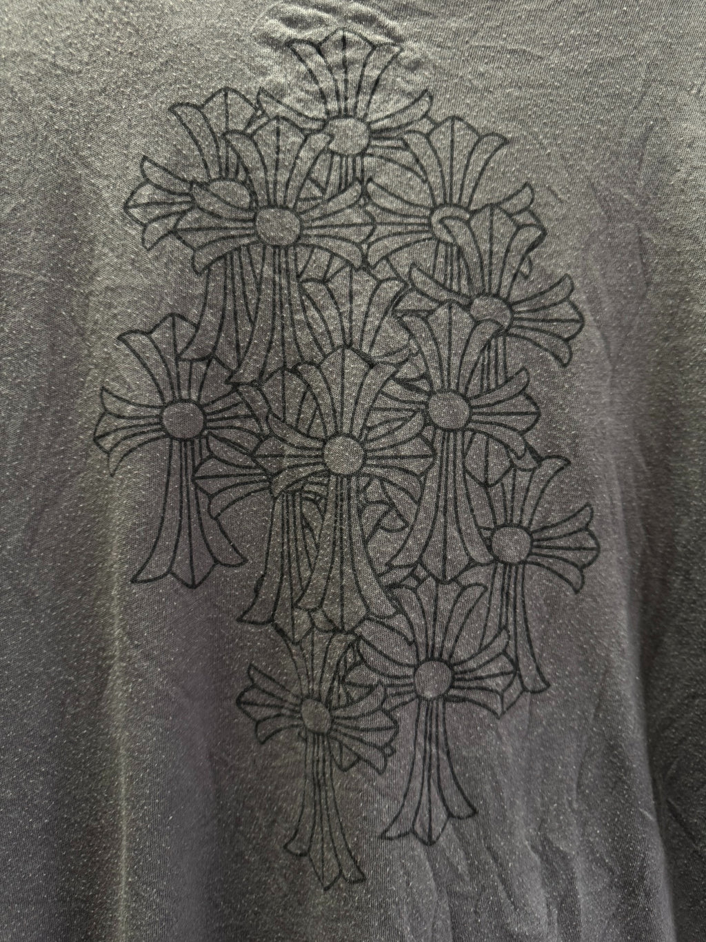 Chrome Hearts Charcoal V-Neck Short Sleeve Top