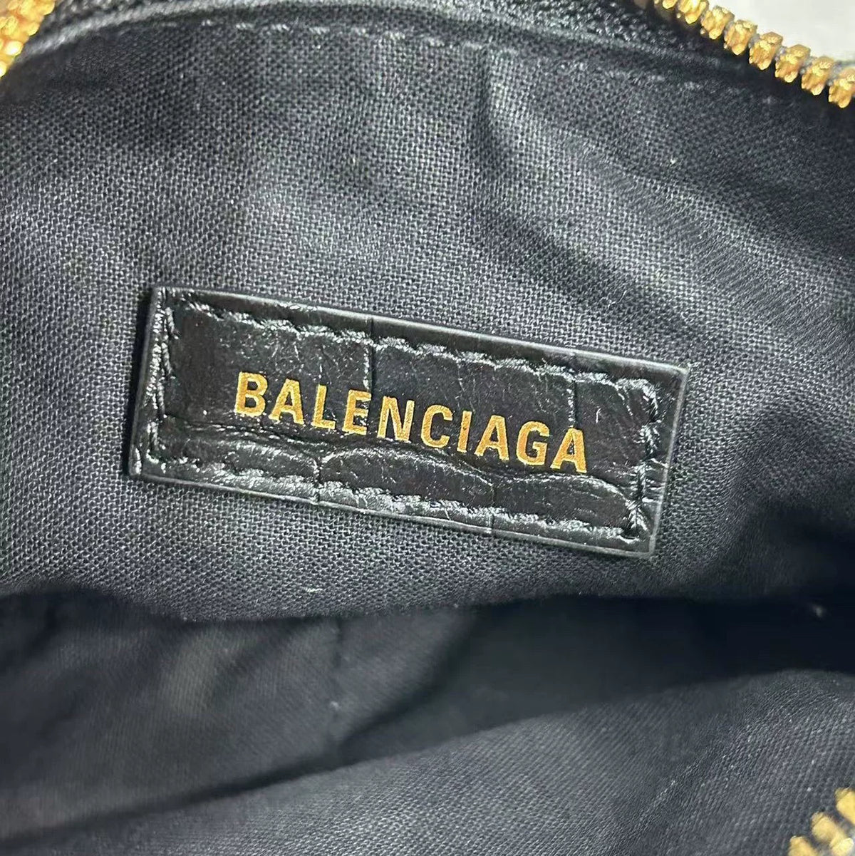 Balenciaga Black Gold Riveted Pleated Leather Shoulder Bag