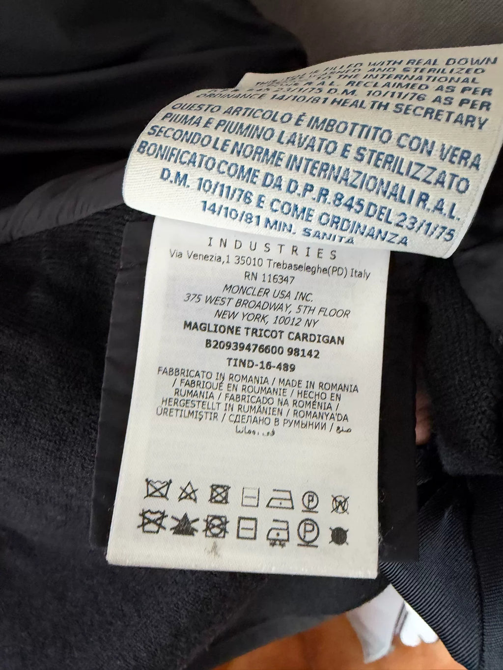 Moncler Black Knit-Panel Down Jacket