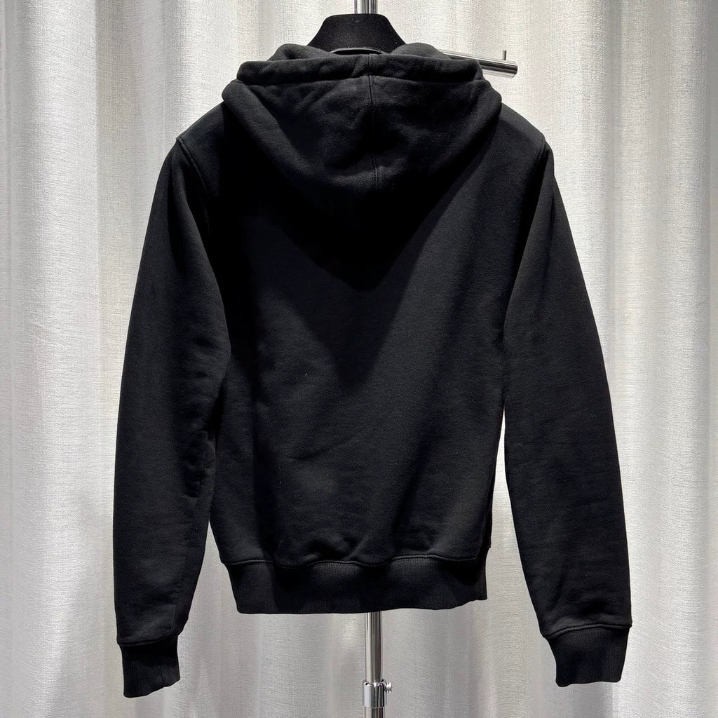 Dior Black CD Letter Embroidered Logo Combed Cotton Hooded Sweater