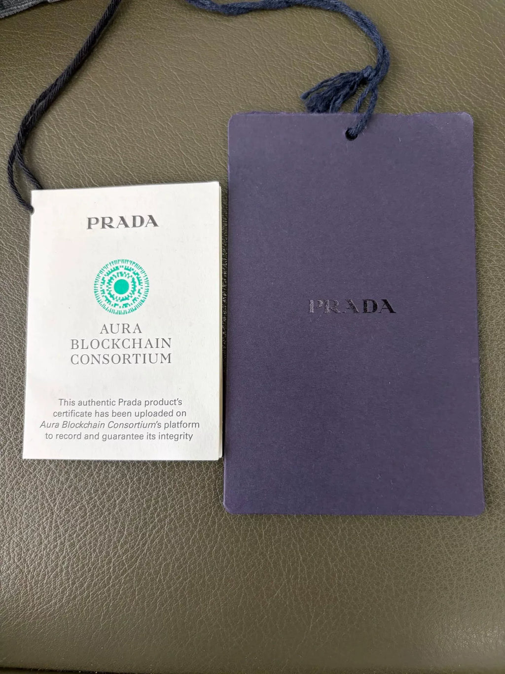 Prada Distressed Triangle Logo Denim Skirt