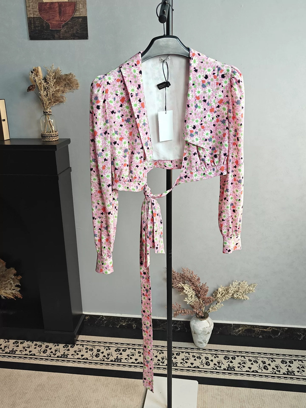 Miu Miu Pink Floral Tie Top