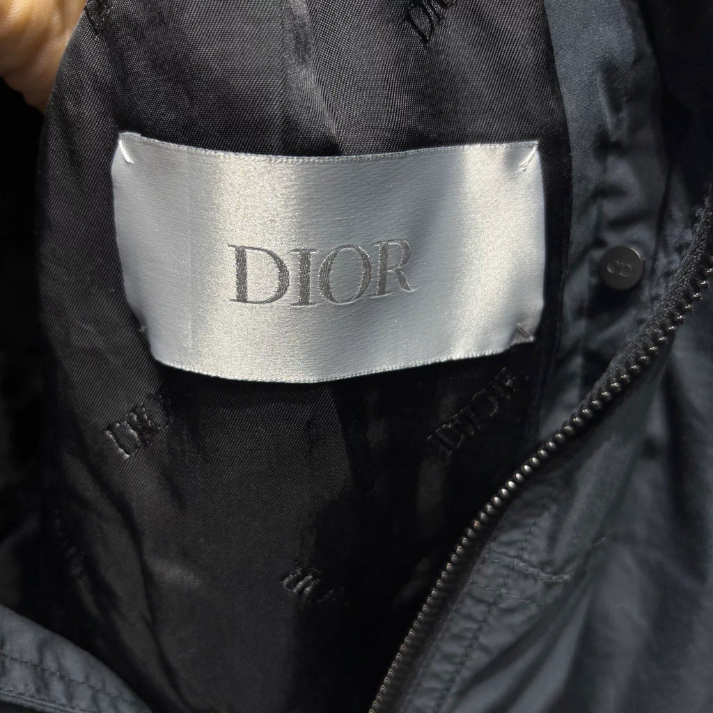 Dior Embroidered Logo Hooded Zip Cotton Blue Jacket