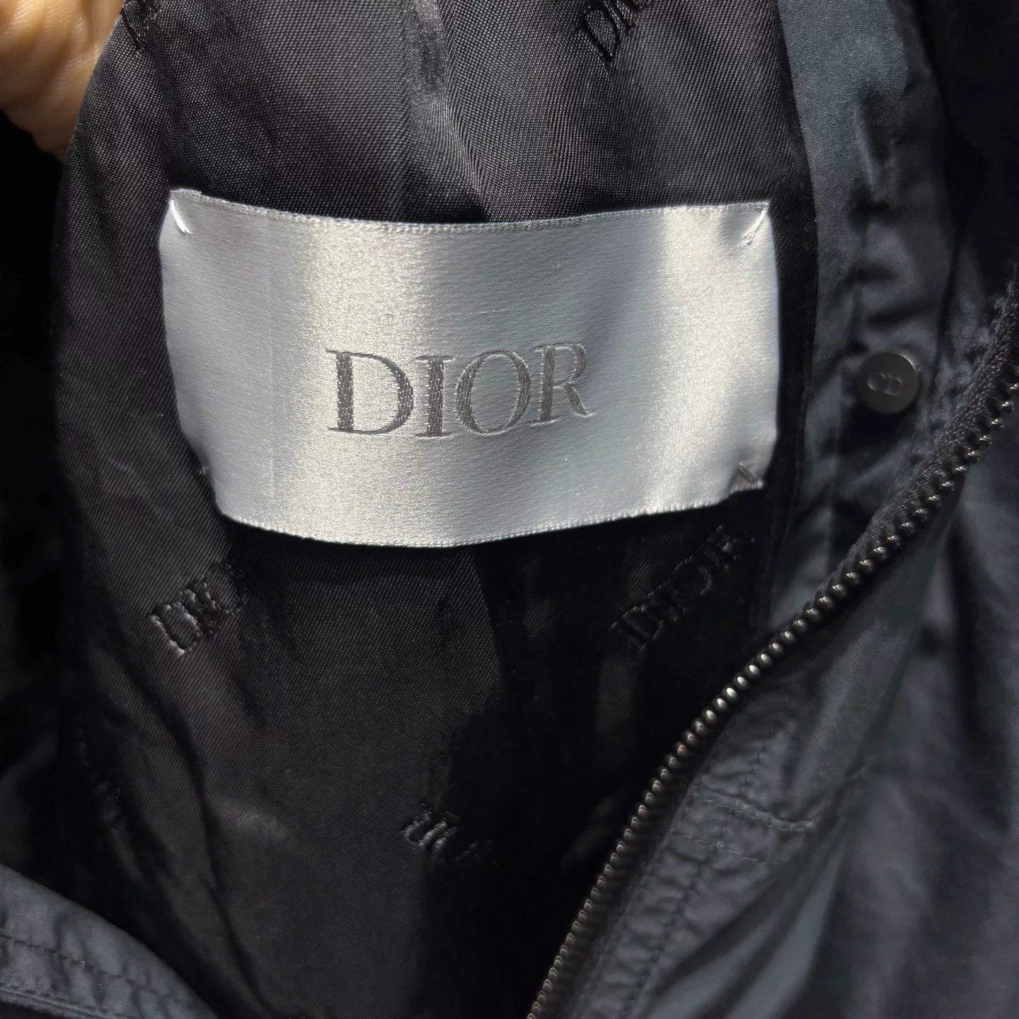 Dior Embroidered Logo Hooded Zip Cotton Blue Jacket