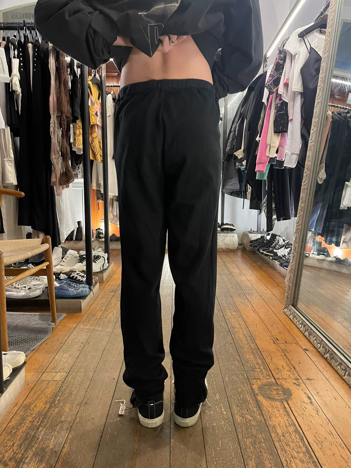 M.A+ FW16 Black Medium Fit Slip-On Cotton Trousers