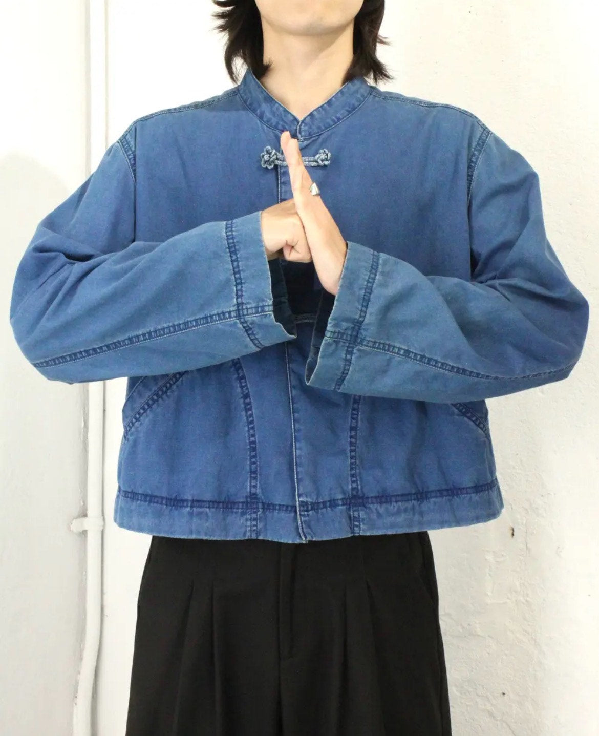 Issey Miyake 1990s Chinese Button Denim Jacket