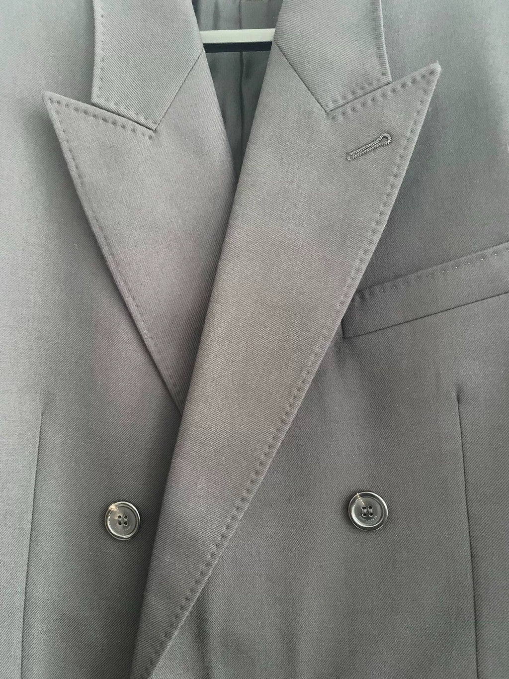 Saint Laurent SS25 Black Peak-Lapel Double-Breasted Wool Jacket