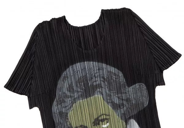 Issey Miyake Vintage Black Portrait Pleated Top