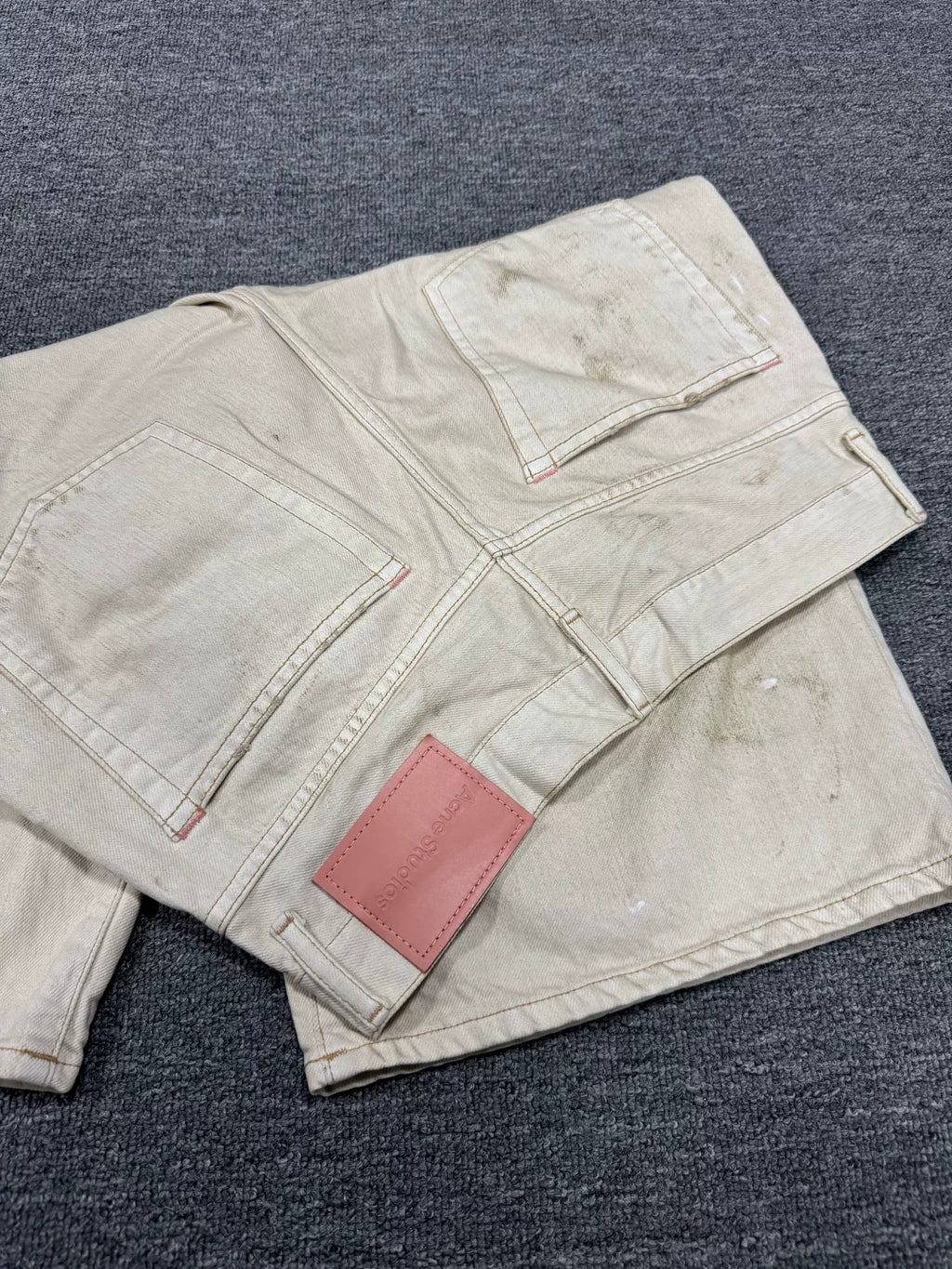 SS26 Acne Distressed Low-Rise Loose Denim Shorts