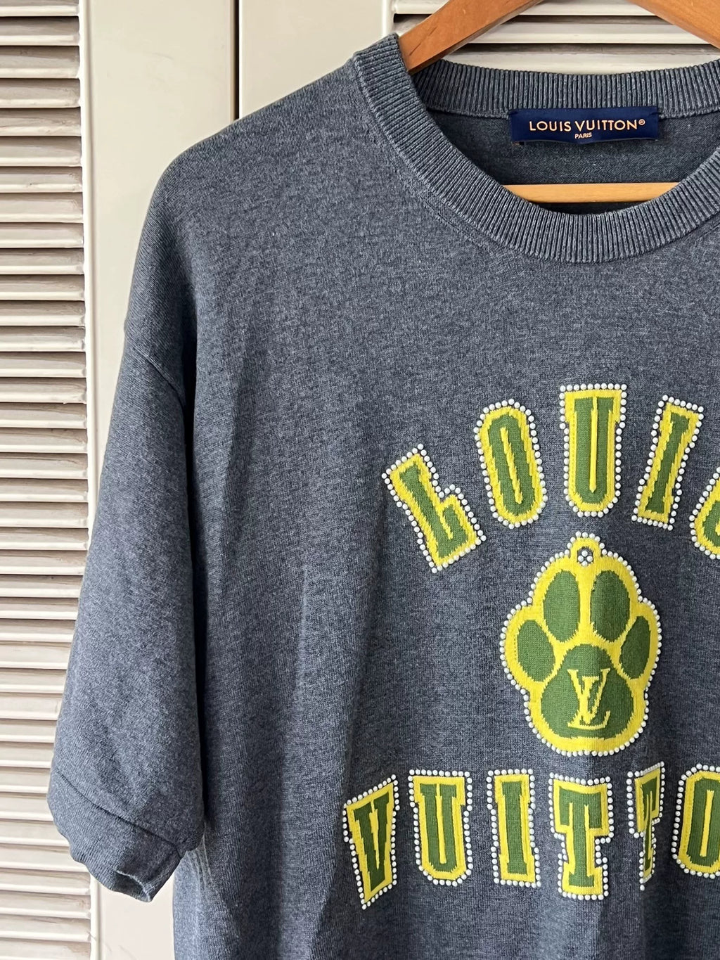 Louis Vuitton LV Dog Series Beaded Logo Knit Short-Sleeve T-Shirt