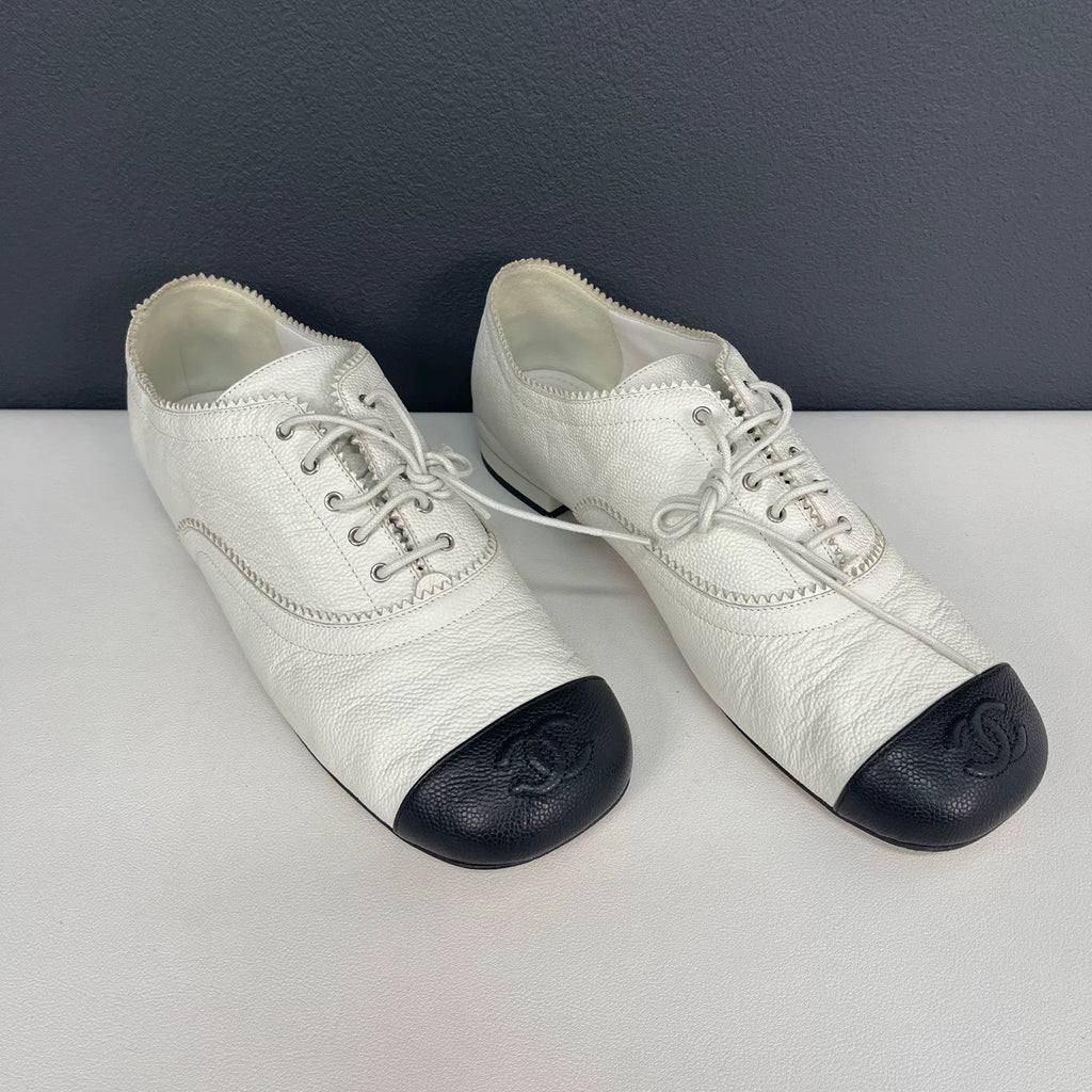 Chanel Black and White Leather Shoes