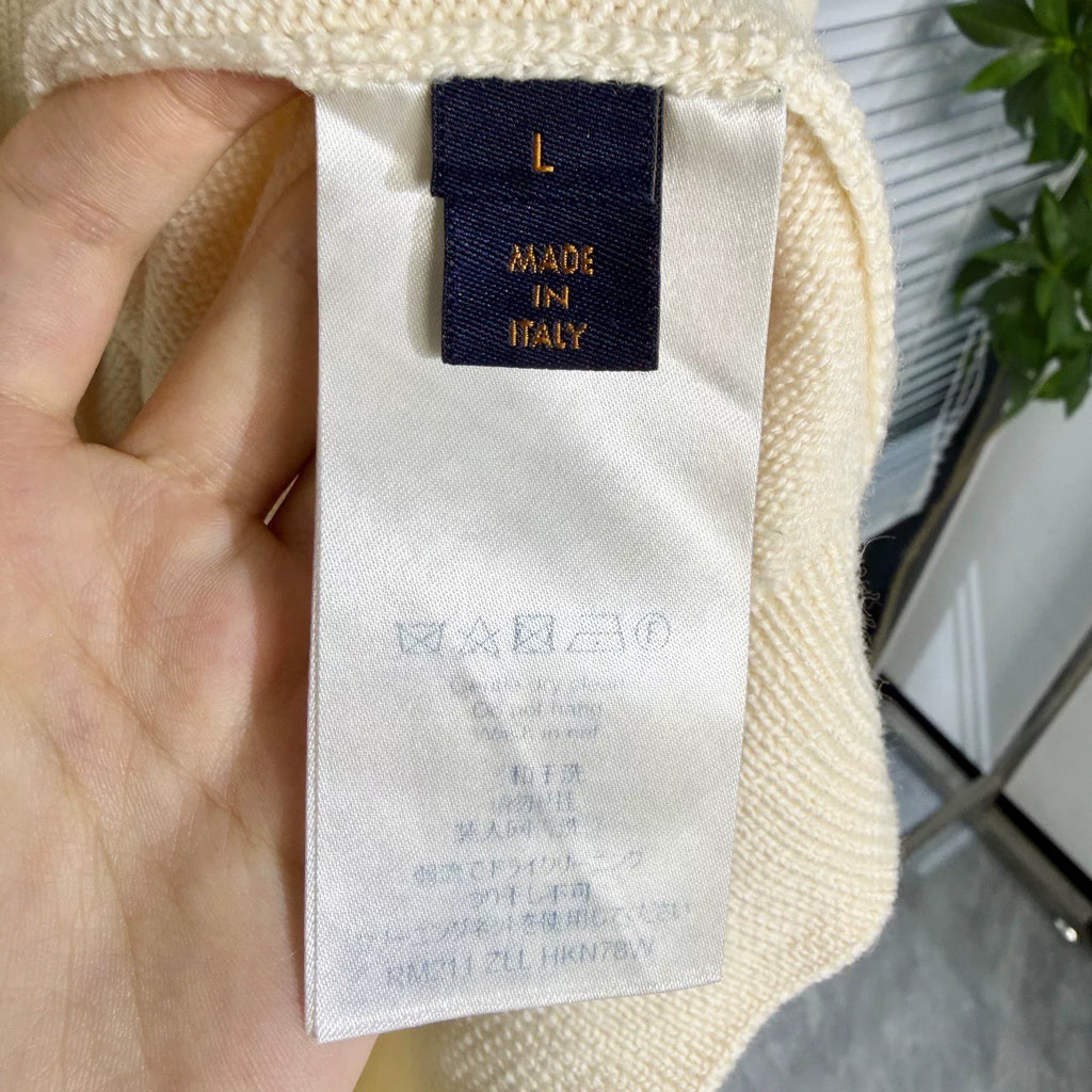 Louis Vuitton Wool Clock Logo Off-White Knit Sweater