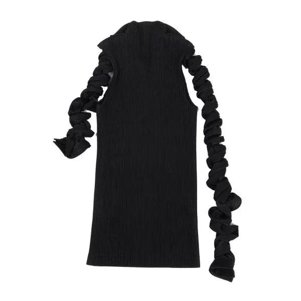 Issey Miyake Vintage Black Embellished Pleated Top