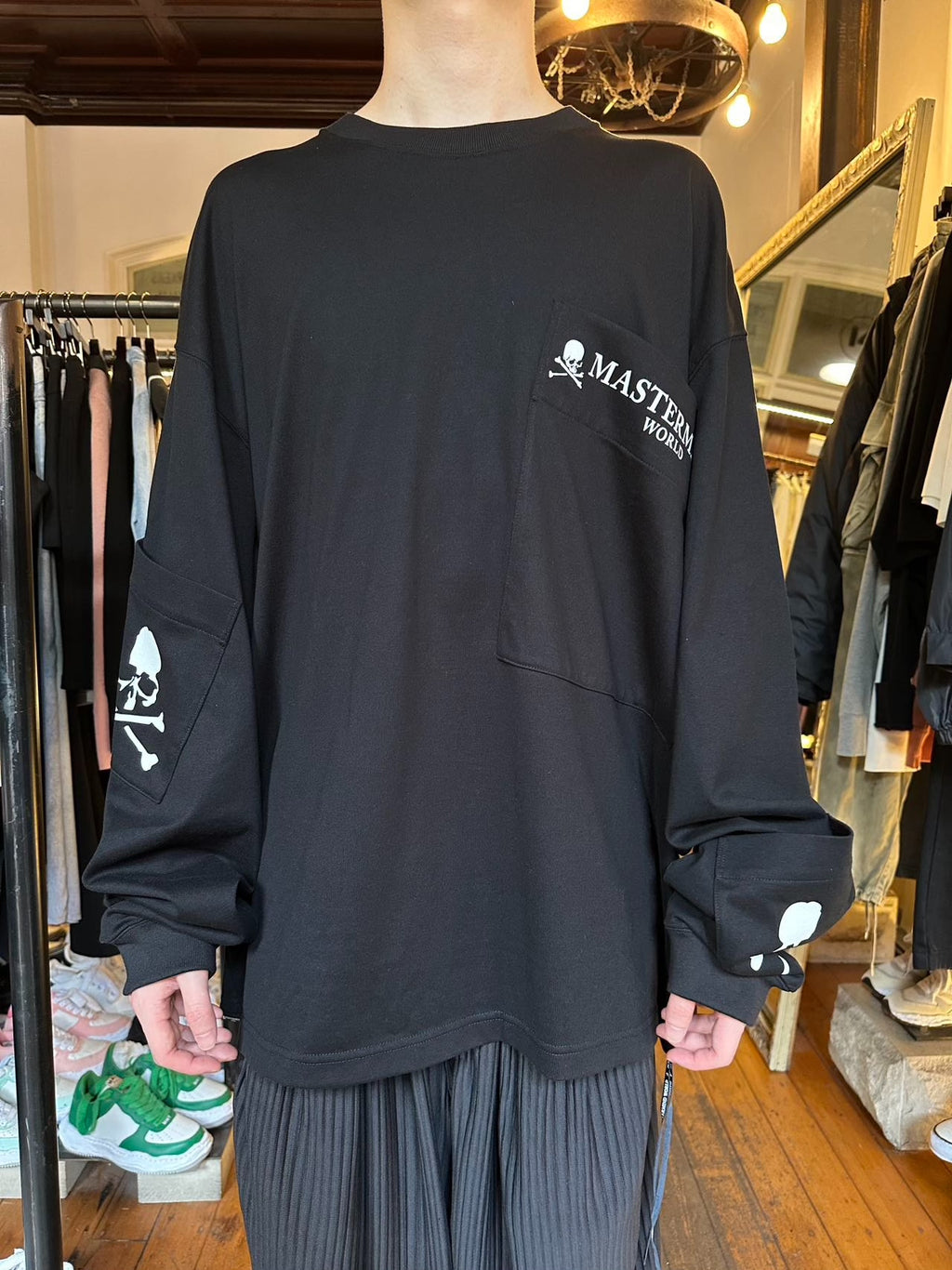 Mastermind World FW25 DAYDREAM Black Multi Pocket Cotton Long Sleeve Tee