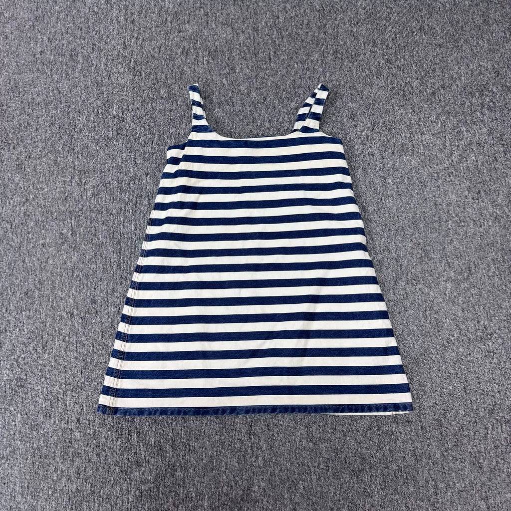Prada Triangle Logo Striped Denim Skirt
