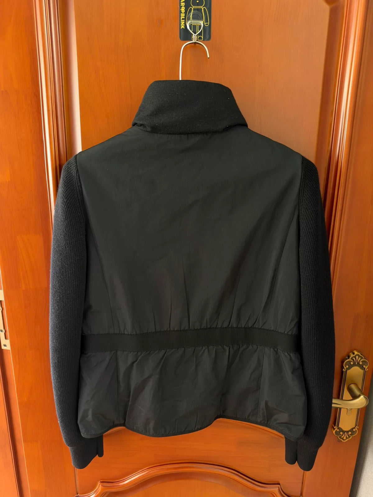 Moncler Black Knit-Panel Down Jacket
