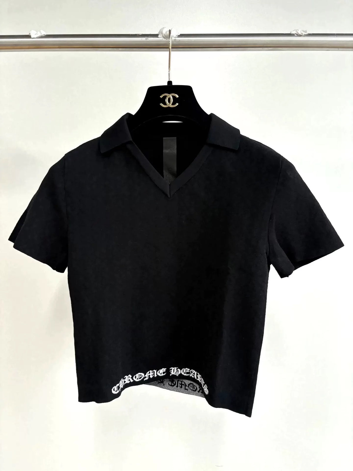 Chrome Hearts Black White Dark Pattern Viscose Nylon Knit Top
