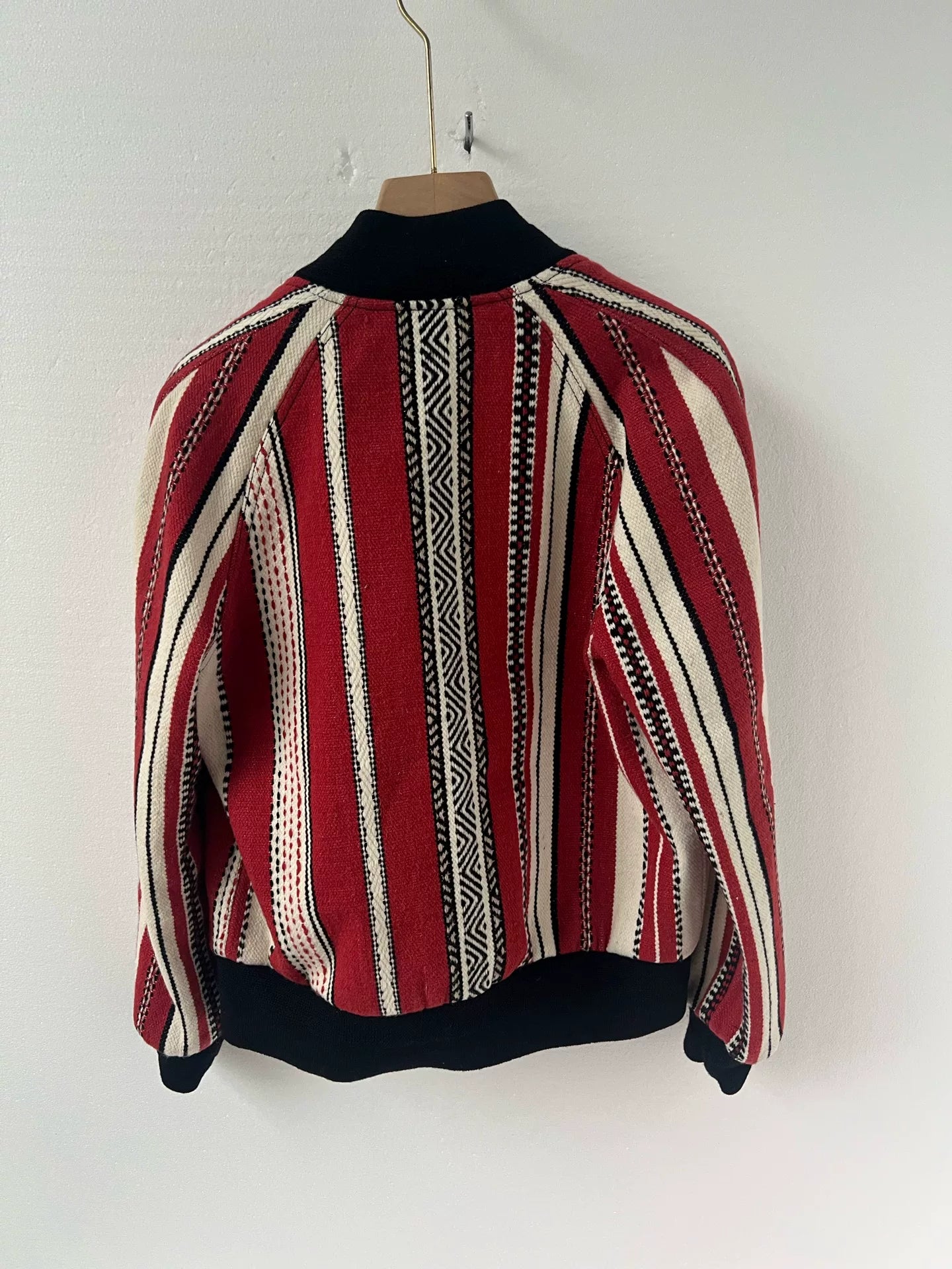 Saint Laurent YSL Red and White Color-Block Baseball Jacket