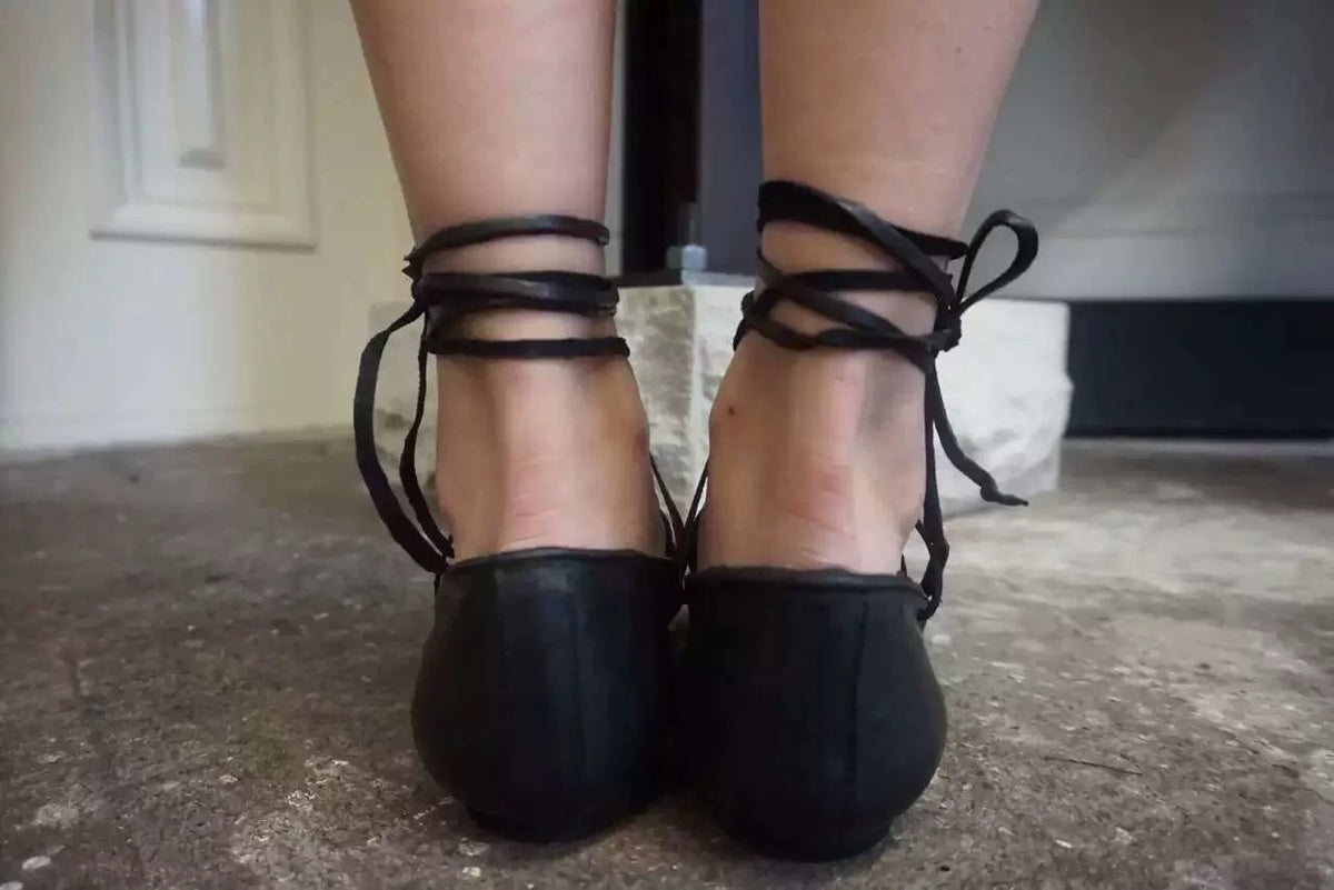 Guidi SS16 Black BLKT Kangaroo Leather Lace-Up Ballet Shoes