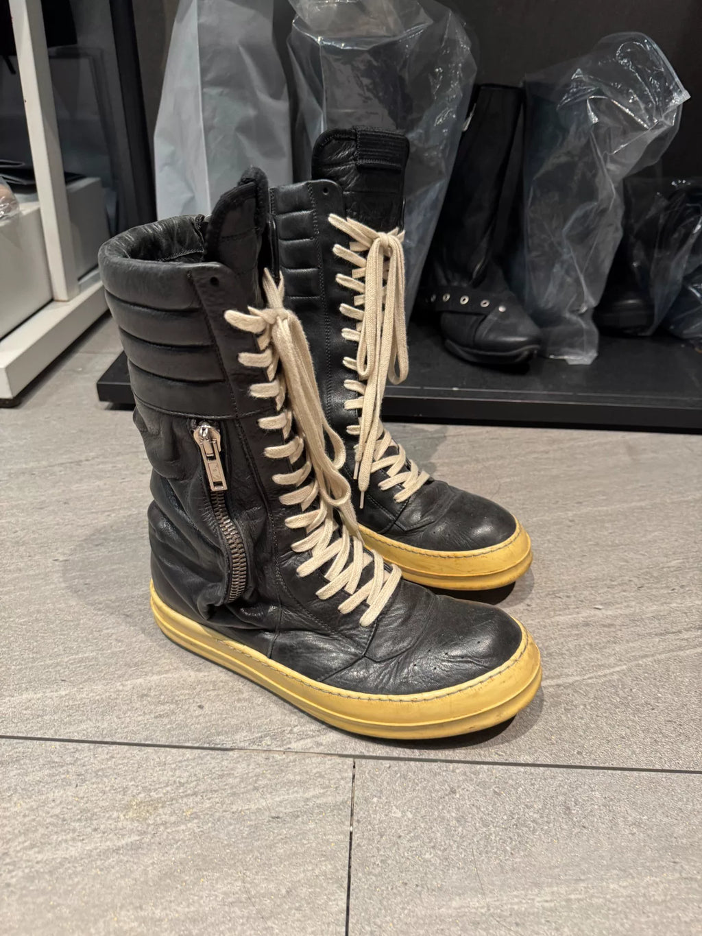 Rick Owens Cargo Basket Leather Boots