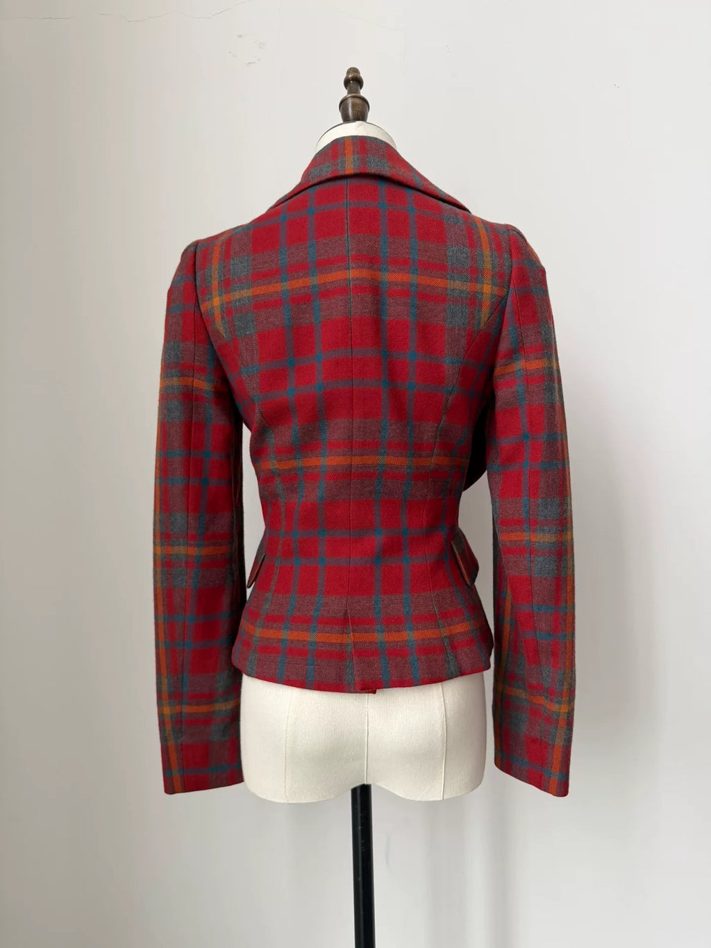 Vivienne Westwood vintage red plaid asymmetric lapel jacket