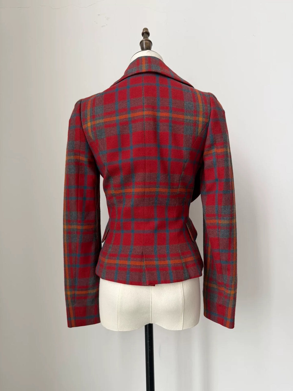 Vivienne Westwood vintage red plaid asymmetric lapel jacket