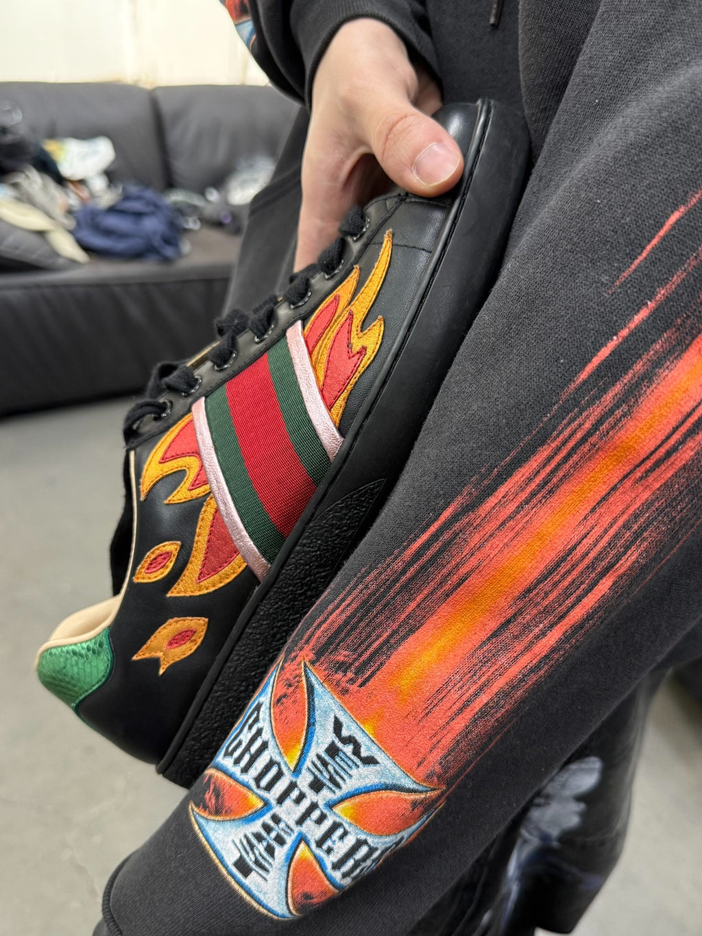 Gucci Black Flame Ace Sneakers