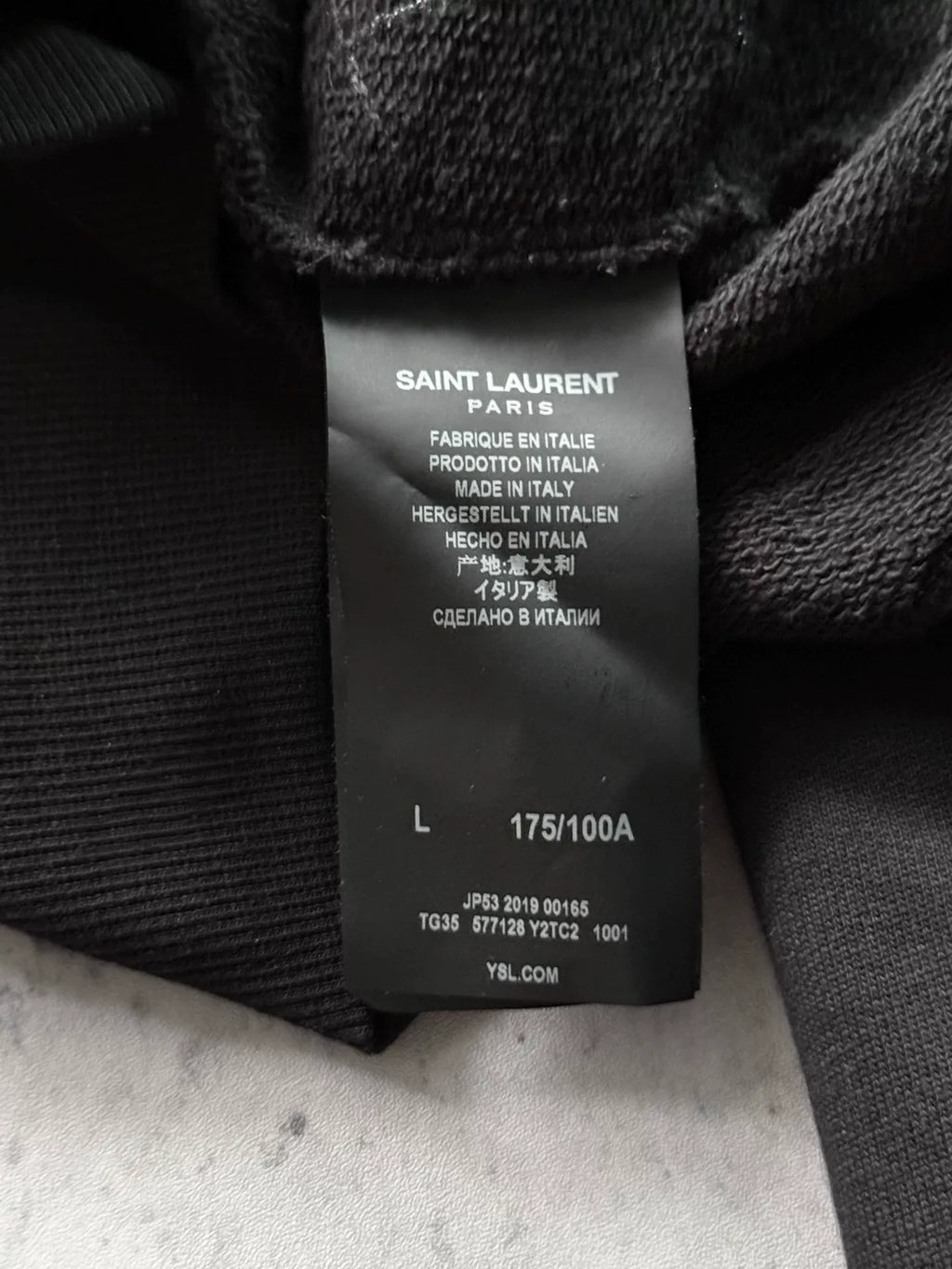Saint Laurent Paris 19AW Black Geometric Star Glitter Embroidery Fringe Drawstring Hoodie by Anthony Vaccarello