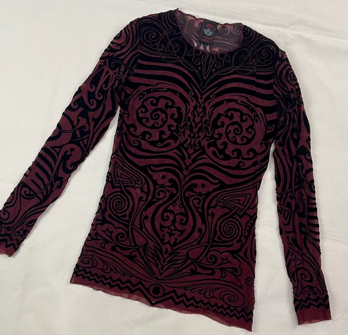 1996 Spring/Summer Jean Paul Gaultier Cyberbaba Cyber Hippie Tribal Tattoo Mesh Tattoo Top