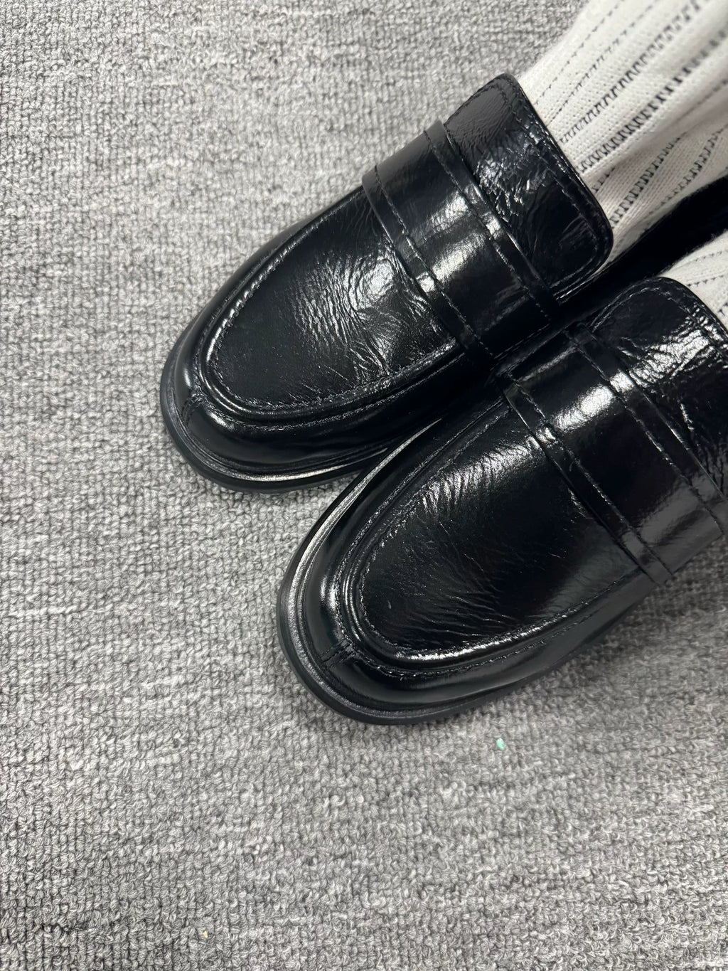 Chanel Black Bow Sock Loafers