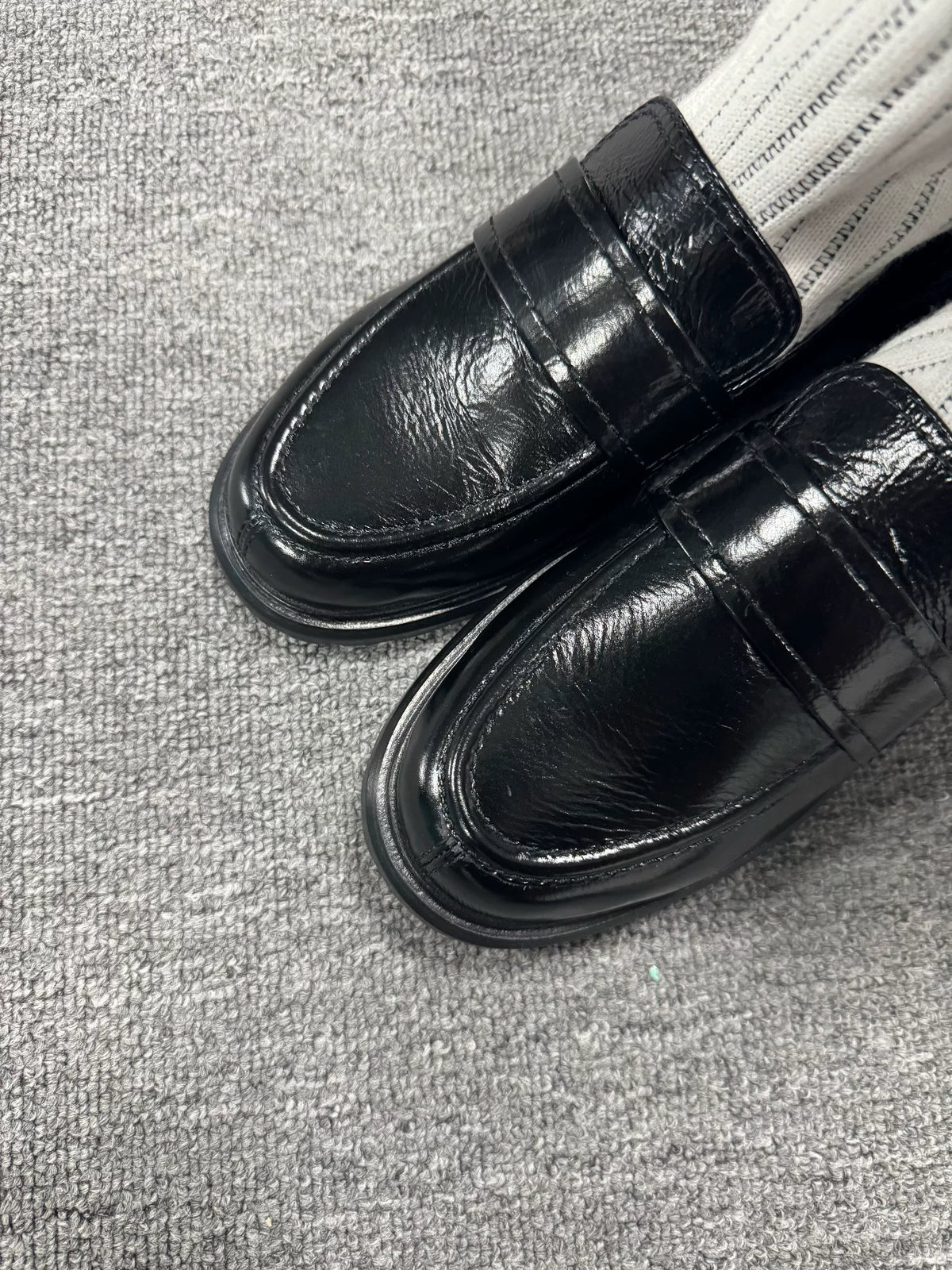 Chanel Black Bow Sock Loafers