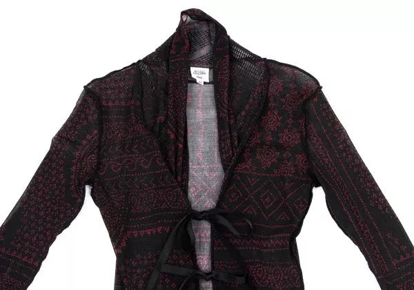Jean Paul Gaultier Vintage Burgundy Floral Mesh Cardigan
