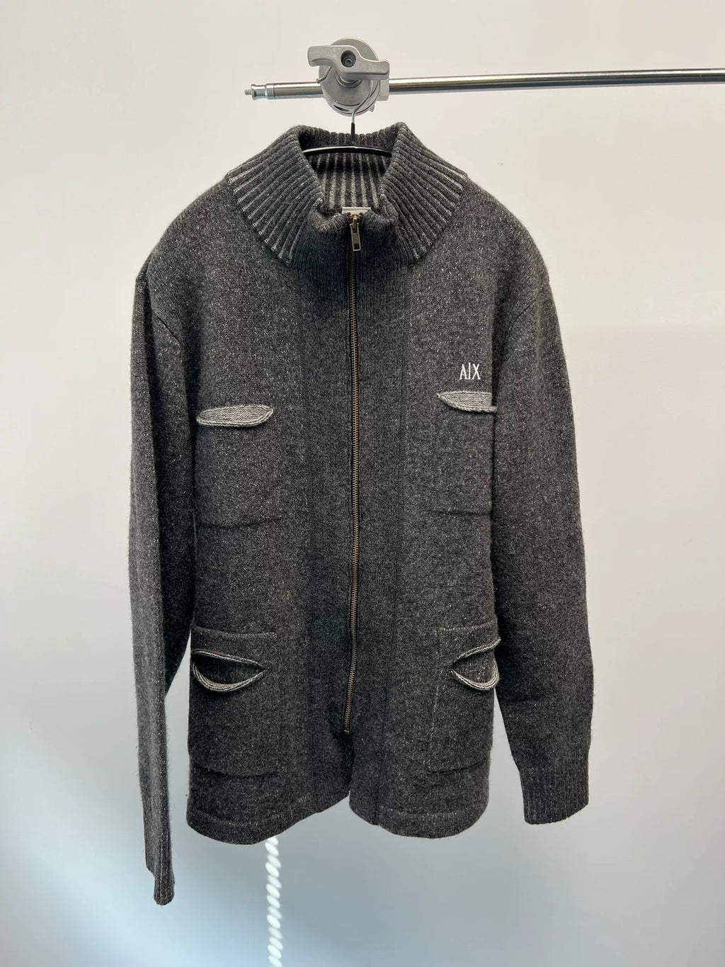 Armani Exchange Pocket Embroidery Zip Knit Sweater