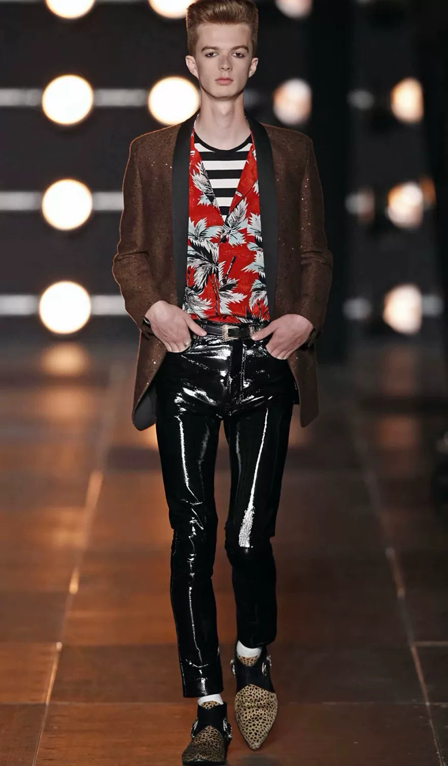 Saint Laurent Paris 14SS Hedi Slimane Gold Braided Shawl-Collar  Jacket by Hedi Slimane