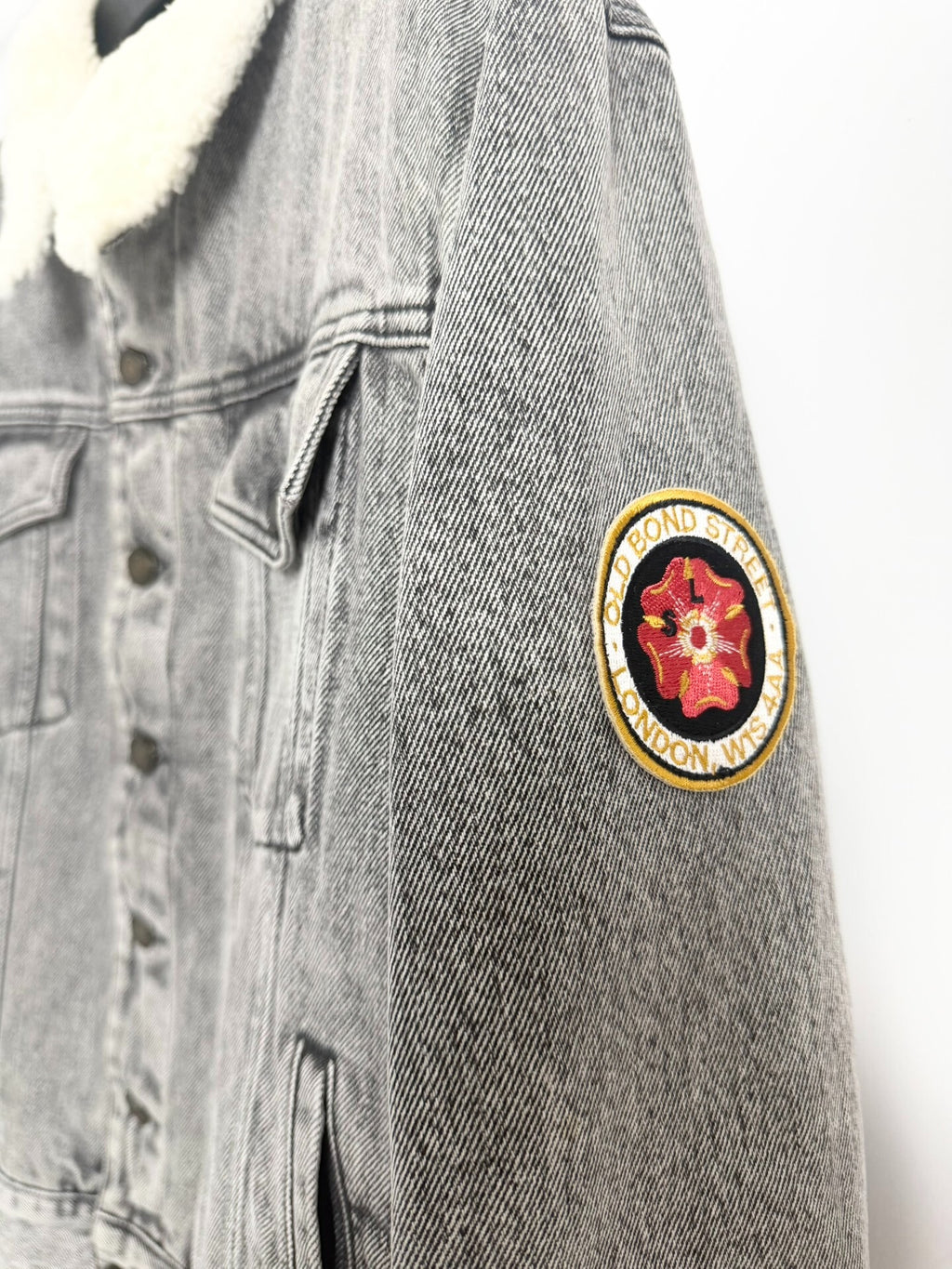 Saint Laurent SLP18SS Gray Washed Shearling Denim Jacket