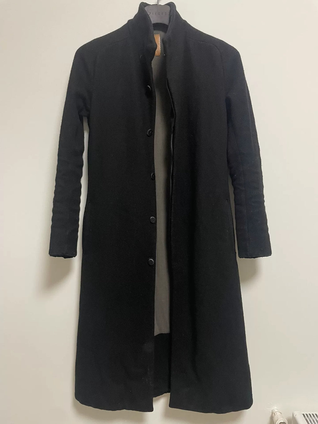 layer-0 W.H Black H-Shape Triple-Layer Wool Coat