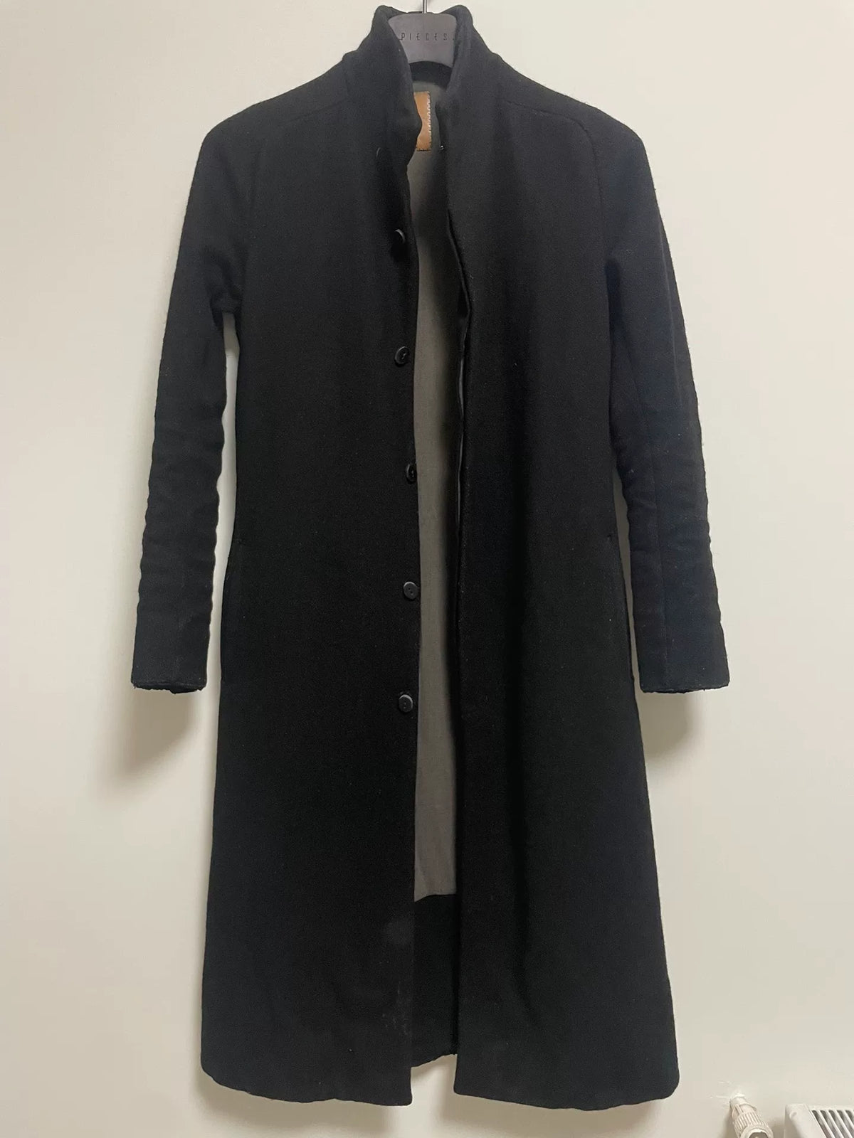 layer-0 W.H Black H-Shape Triple-Layer Wool Coat