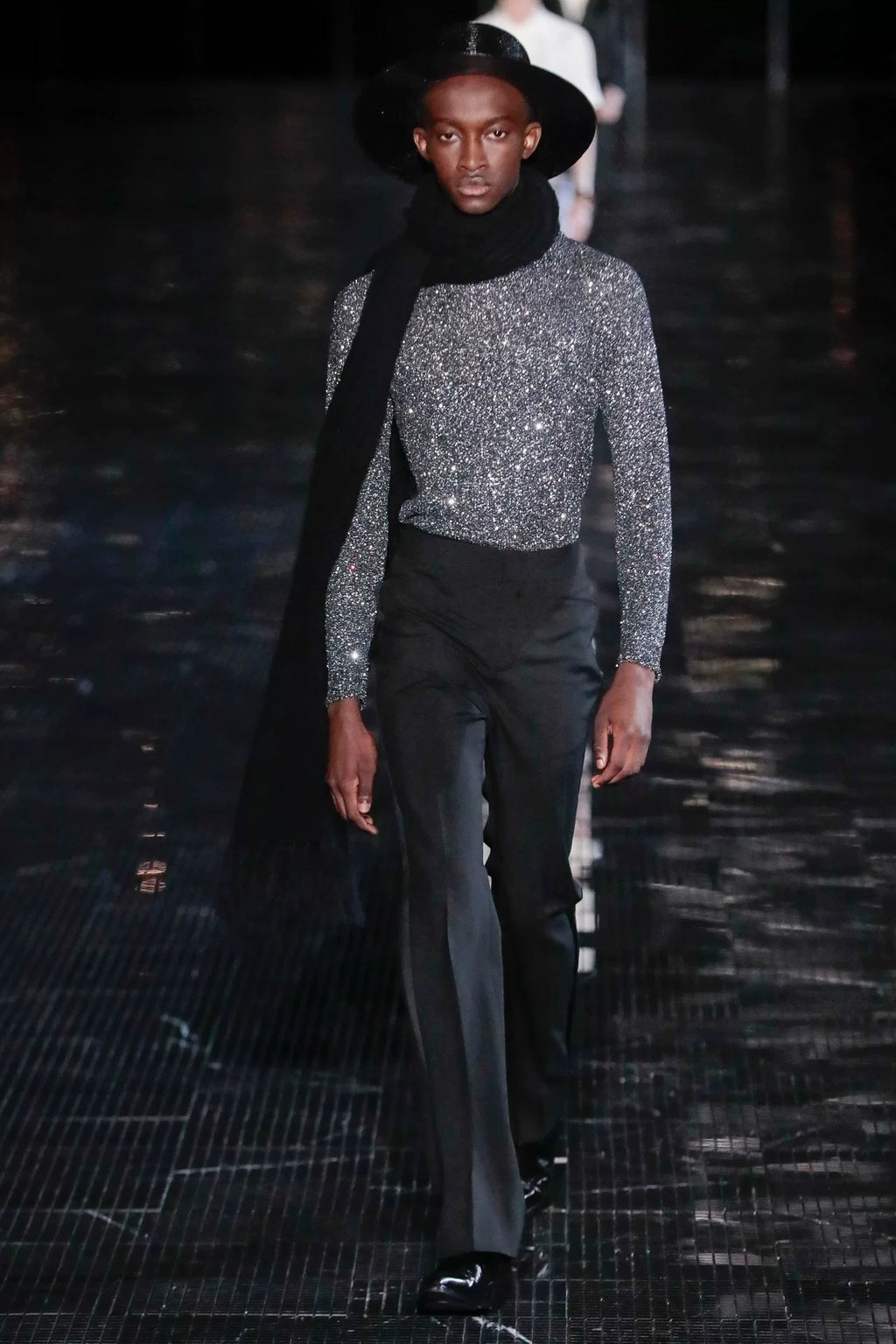 Saint Laurent Paris 19SS Runway Silver Knitwear Sweater