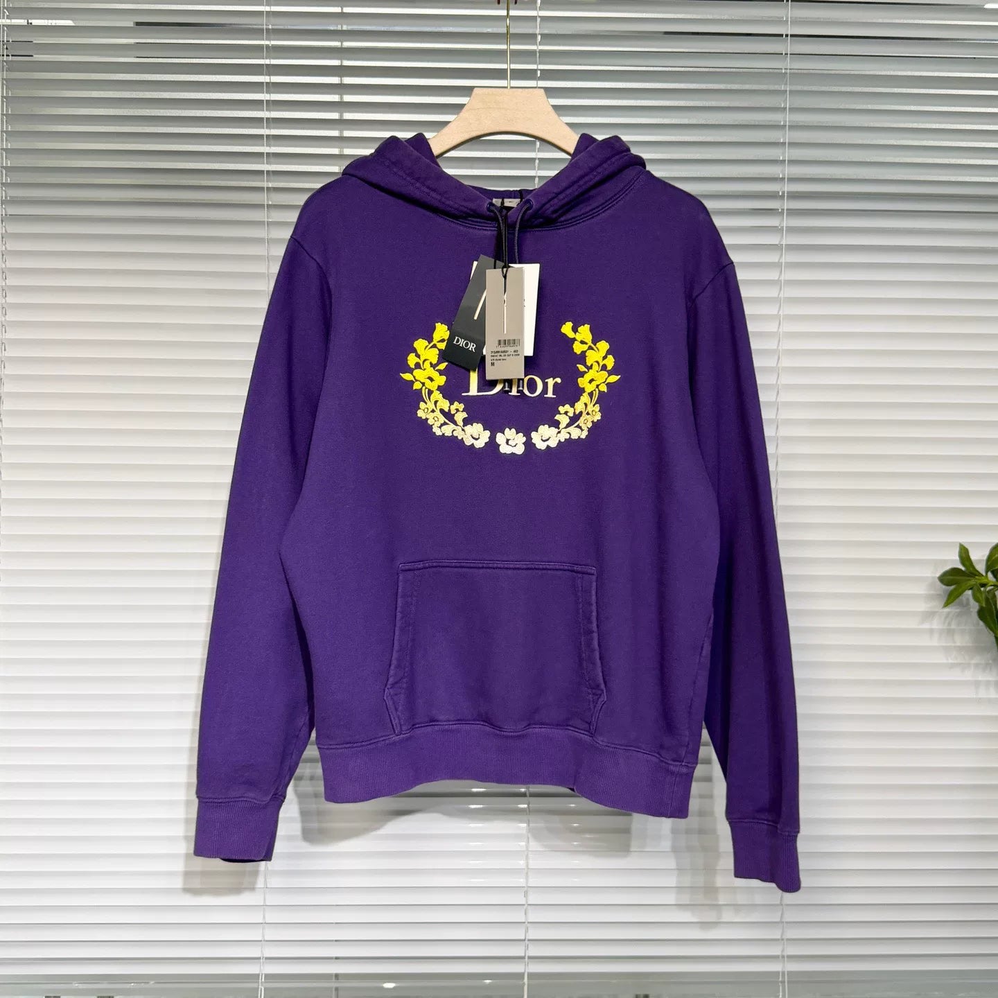 Dior Hooded Gradient Floral Embroidered Logo Cotton Purple Hoodie